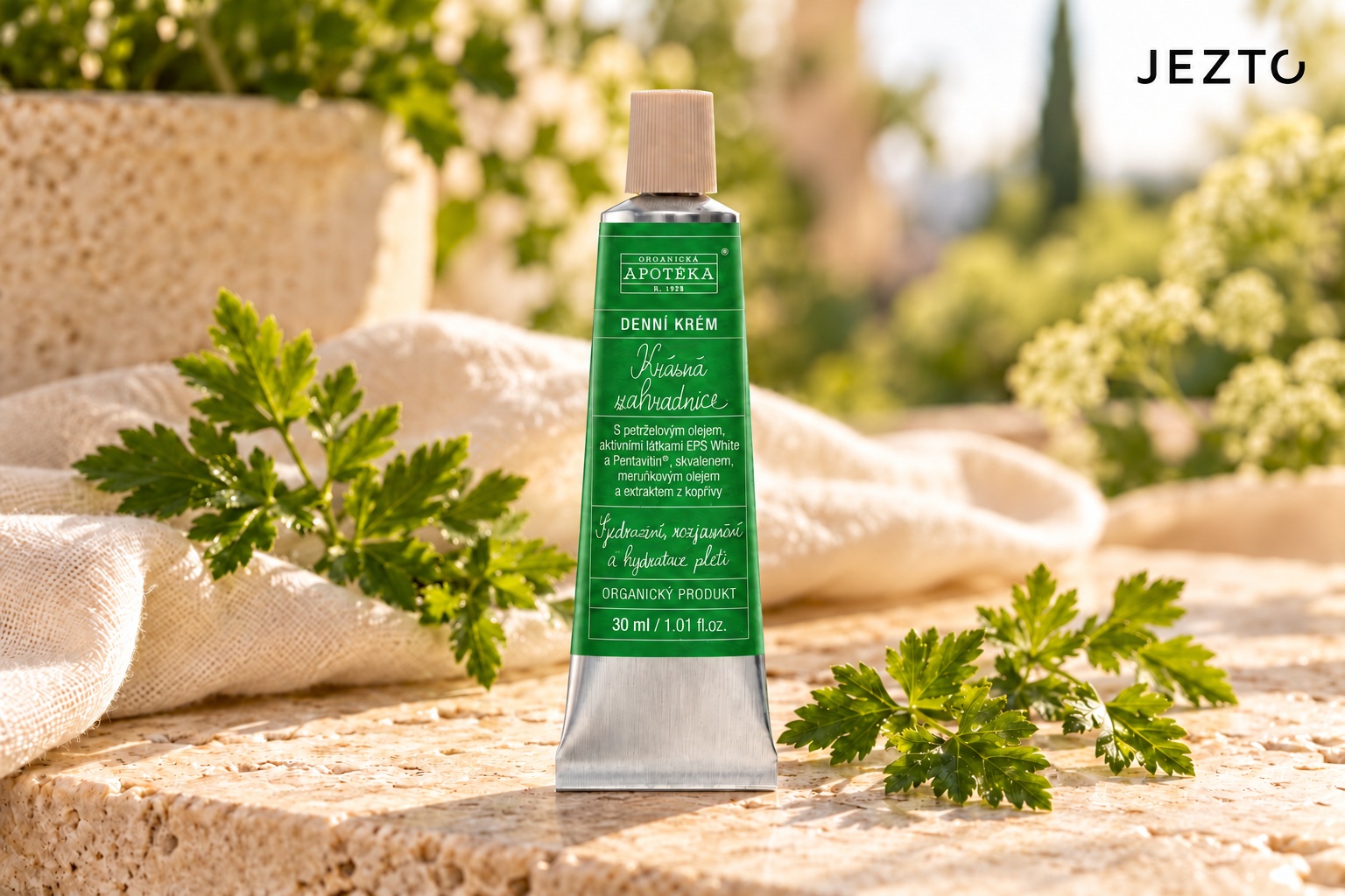 Denní krém Krásná zahradnice 30 ml od Havlíkovy apotéky s logem JEZTO